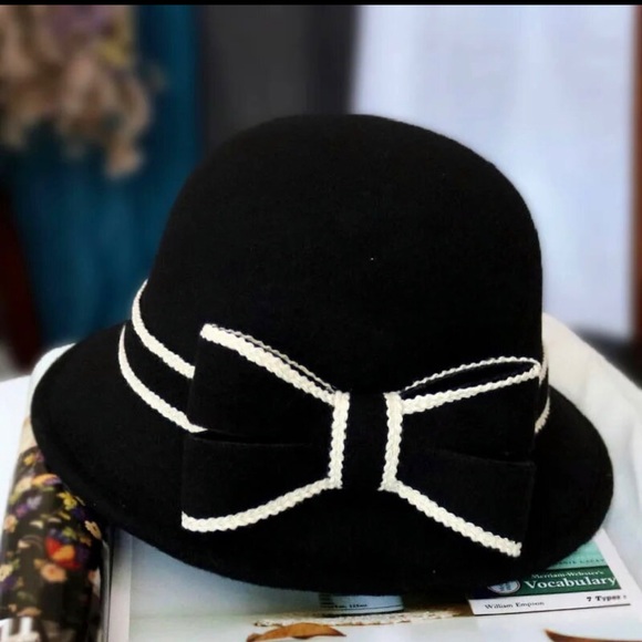 New! “The Clever Girl” Handmade Felt Bow Accent British Style Hat DROPS 11/16 - Picture 4 of 5